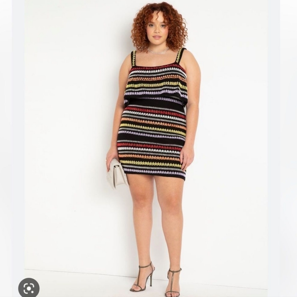 Eloquii Crochet Knit Sleeveless Sweater Dress
